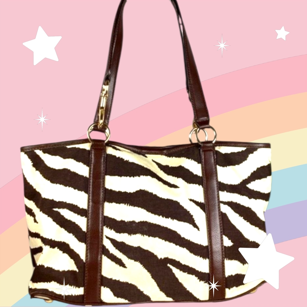 Michael Kors Zebra Print Tote with Straps   Brown  And Cream  Rated A 10 Outof 8